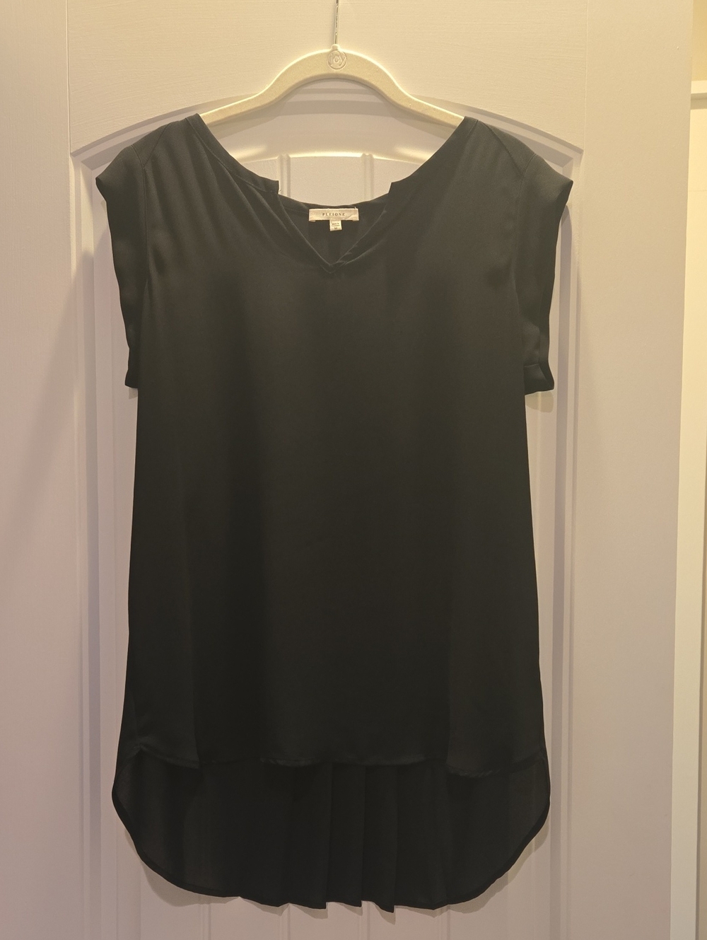 Pleione Black Pleated Back Blouse XS